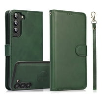 Dteck for Samsung Galaxy S23 FE Wallet Case with Wrist Strap, 2 IN 1 Premium PU Leather Magnetic Kickstand Shockproof Removable Flip Protective Cover for Samsung S23 FE 5G,Green
