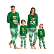 AvoDovA Christmas Family Matching Pajamas Set Xmas Elf Tops Striped Pants Sleepwear Nightwear