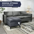 ZAFLY Sectional Sofa Couch, 3 Seat Sofa with Flexible Storage Ottoman