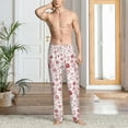 thumbnail image 4 of Salouo Flower Leaves Print Pajama Pants for Men, Lounge Pants Elastic Waistband Casual Men's sleepwear Loungewear Sleep Pajama Pant -Small, 4 of 7