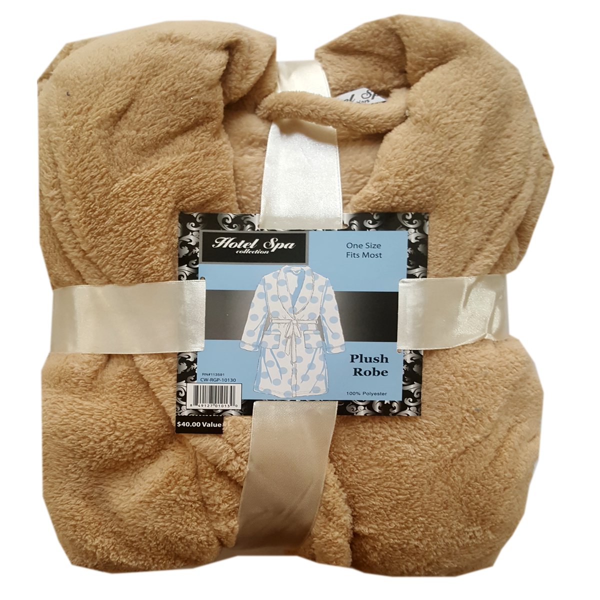 Hotel Spa Collection Ladies' Plush Robe One Size, Tan