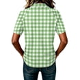 thumbnail image 6 of Women’s Fashion Casual Plaid Print Patchwork Sleeve Polo Neck Short Top for Daily Wear Work, XL, 6 of 6