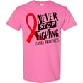 thumbnail image 3 of Inktastic Never Stop Fighting Stroke Awareness Red Ribbon T-Shirt, 3 of 5