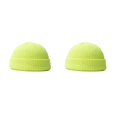 thumbnail image 4 of Qarigey Sombrero de hilo de punto de invierno Gorras de cabeza corta de moda casual Hombres Mujeres Sombreros Patinaje Snowboard Camping Amarillo brillante 2piezas, 4 of 6