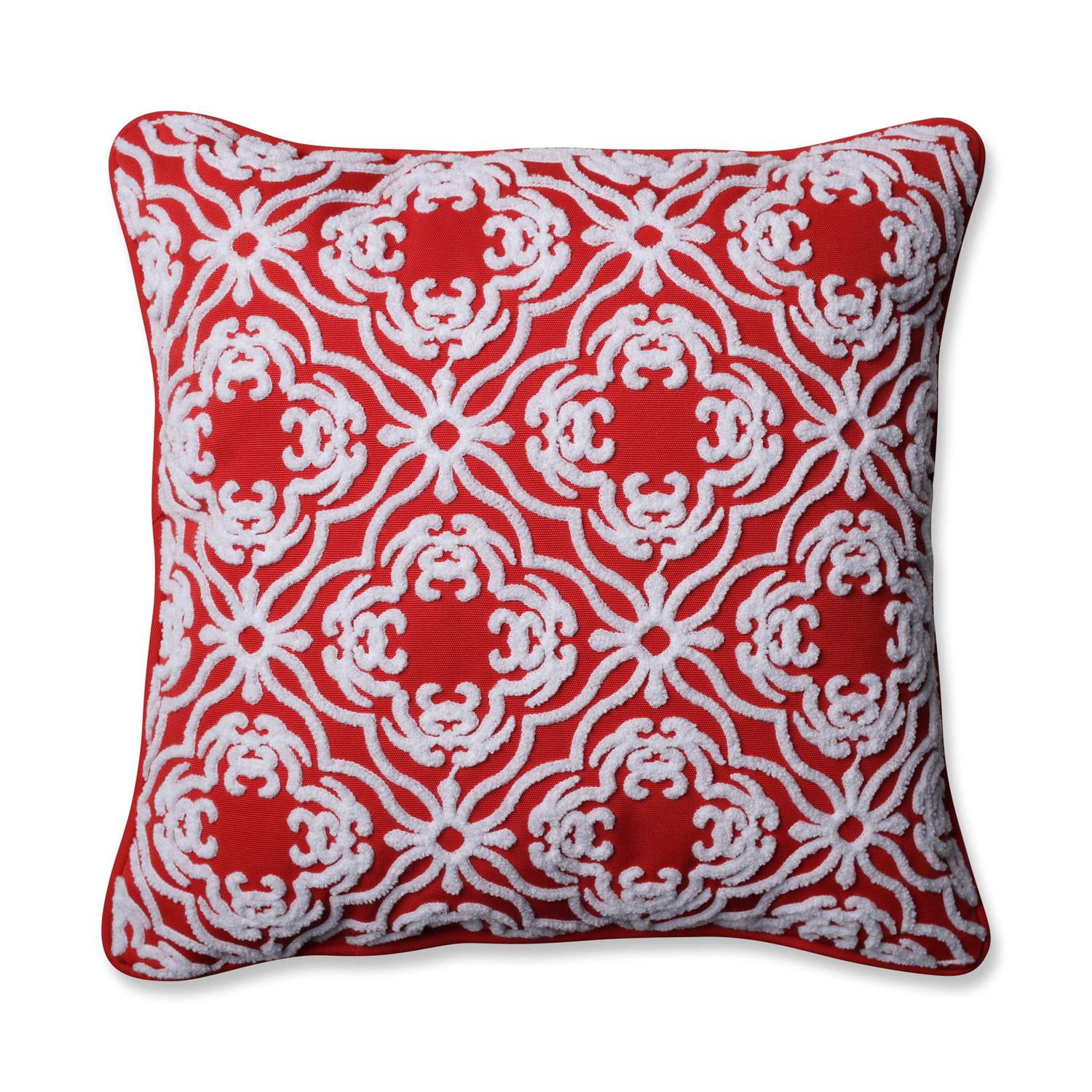 18" Summer Fiesta Red and White Embroidered Decorative ...