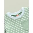 thumbnail image 5 of Baby Boys Summer Outfits Set Short Sleeve Striped T-Shirt Tops + Solid Color Short Pants 6 12 18 24 Months 2T 3T, 5 of 8