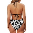 thumbnail image 6 of Chririnla Women's Cow Print Halter Triangle Bikini Set - Sexy Tie Side Two Piece Swimsuit | Quick Dry, Figure-Hugging Swimwear for Beach Vacation & Pool Party, 6 of 9