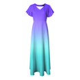 thumbnail image 6 of vigerkar Summer Dress for Women 2025 Elegant Swing Flowy Ruffle V Neck Boho Sun Dresses Trendy Casual Vacation Long Sundresses Blue, 3XL, 6 of 7