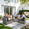 thumbnail image 4 of AstrPthylx 7-Piece Patio Sectional Set with Coffee Table, All-Weather Outdoor PE Rattan L-Shaped Sofa & Cushions for Garden, Backyard (Dark Gray), 4 of 6