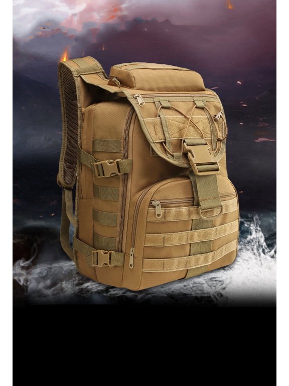 Fashion Personality Camping Multifunctional Tactical Backpack,Khaki