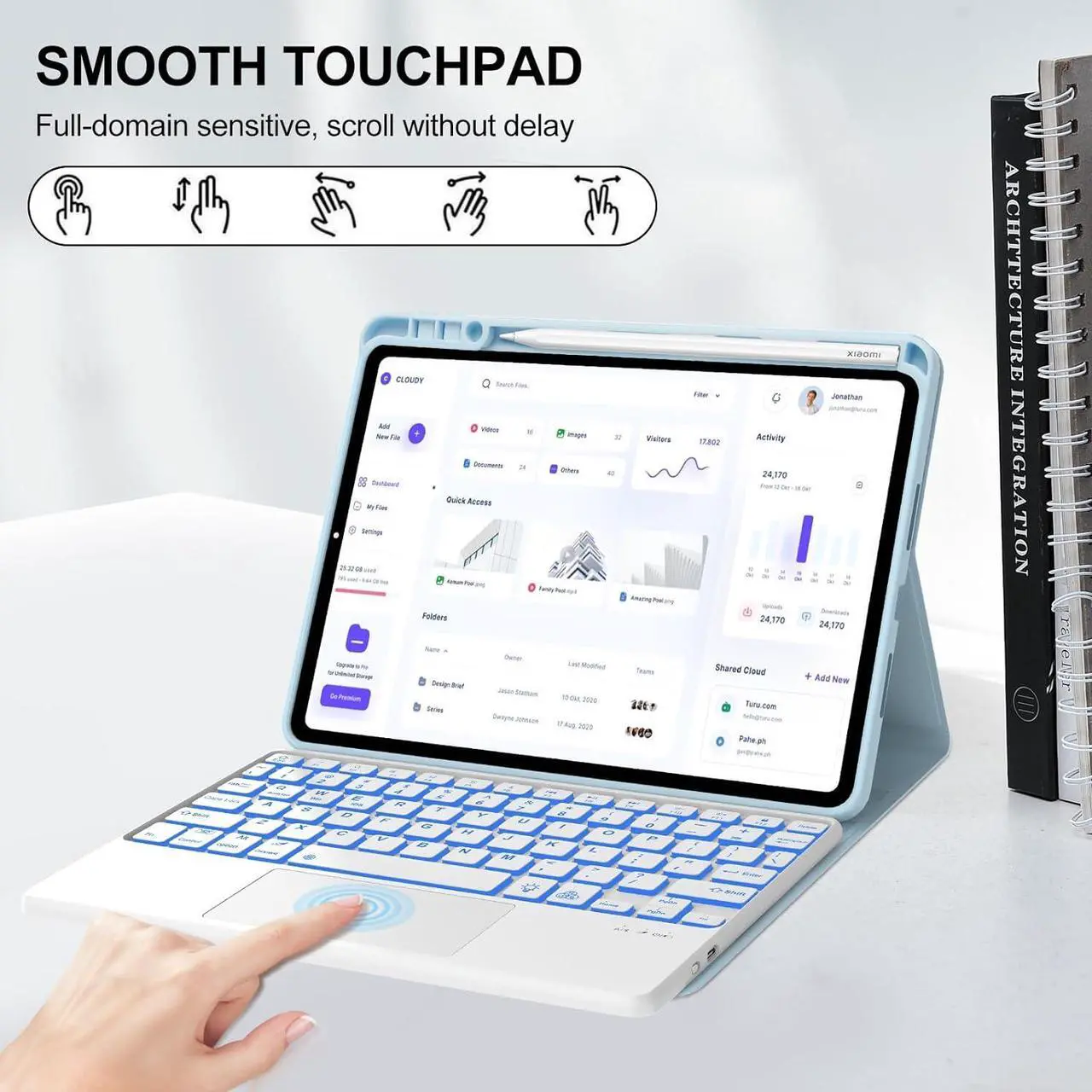 Keyboard Case for Xiaomi Pad 7/ Pad 7 Pro 11.2 Inch, 7 Color Backlit, Magnetic Detachable Wireless Bluetooth Keyboard, Multi-Touch Trackpad, Stain Resistant Cover, Rechargeable