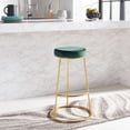 thumbnail image 4 of SAFAVIEH Sabina Round Backless Bar Stool, Malachite Green/Gold, 4 of 9