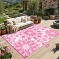 thumbnail image 4 of Findosom Outdoor Rug 6'x9' Reversible Waterproof Outdoor Patio Rug Mat Plastic Straw Rug Outdoor Area Rug Patio Camping Rug for RV Picnic Balcony Backyard Beach Outdoor Decor,Pink, 4 of 9