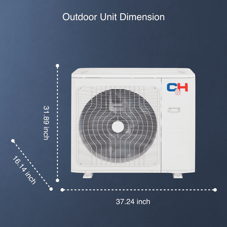 Cooperu0026Hunter 24000 BTU 230V Cover 1500 sq ft Hyper Heat Mini Split Air  Conditioner Heat Pump 16ft Kit - Walmart.com