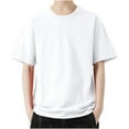 thumbnail image 3 of ZCFZJW Lightweight Thin Shirts for Men Casual Solid Color Summer Short Sleeve Round Neck Plain Tees Shirt Big and Tall Regular Fit Comfy Workout T-Shirts White XL, 3 of 6