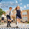 thumbnail image 3 of Kids Knee High Socks Boy Girls Cotton School Uniform Breathable Casual Sports Socks 3 Pairs, 3 of 6