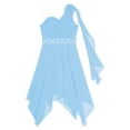 thumbnail image 3 of Kaerm Ruched Chiffon One Shoulder Flower Girl Dresses Kids Junior Bridesmaid Wedding Party Gown Light Blue 10, 3 of 4