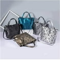 thumbnail image 4 of Lohol Women's Geometric Holographic Purse - Shard Lattice Glow Eco-Friendly Vegan Leather Handbag-Blue, 4 of 6