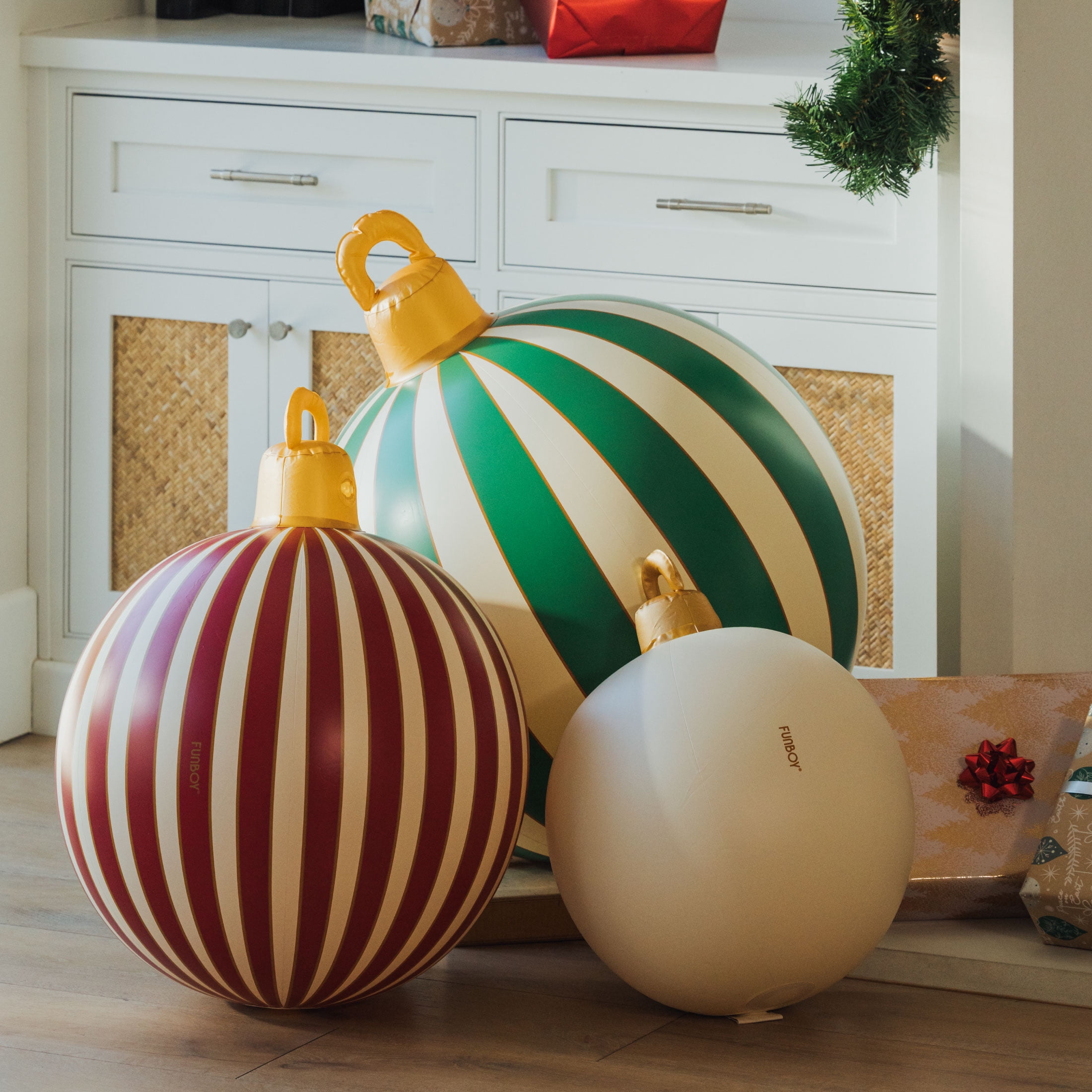 Funboy 3 Stripe Ornament Set - Colorful Yard Inflatables for Holiday Decor