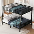 thumbnail image 2 of Leumius Full XL Over Queen Bunk Bed, Heavy Duty Metal Bed Frame with Ladder for Adults Teens, Black, 2 of 11