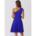thumbnail image 3 of DARING DIVA Halloween Costume Bow One Shoulder with Pockets Swing Dress M Royal Blue, 3 of 6