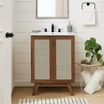 thumbnail image 5 of Pemberly Row 24" Modern Wood Bathroom Vanity with Rattan Door in Walnut/White, 5 of 16