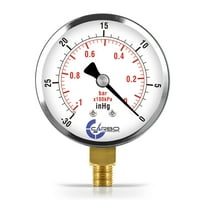 CARBO Instruments 2- 1/2" Pressure Gauge, Chrome Plated Steel Case, Dry, Vacuum -30 Hg/0, Lower Mount 1/4" NPT