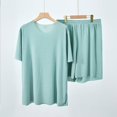thumbnail image 1 of Pijamas frescos para parejas, pantalones finos de manga corta con hilo de seda de hielo de verano para mujer, ropa de abrigo, ropa de casa para hombre, traje, 1 of 3
