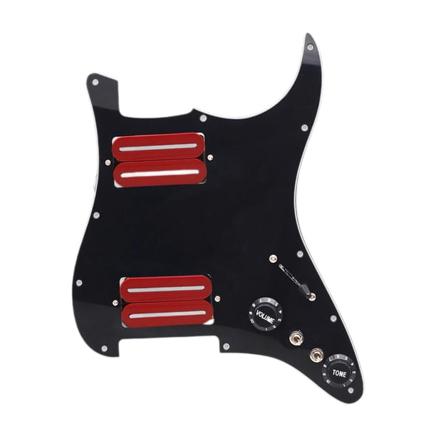 Golpeador de guitarra eléctrica Humbucker, precableado, de 11 agujeros negro rojo
