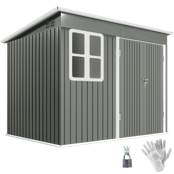 Outsunny 8.5' x 6' Metal Outdoor Storage Shed with Window, Lockable Doors