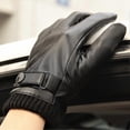 thumbnail image 2 of Guantes de piel sintética para hombre, compatibles con pantallas táctiles y para conducir en invierno., 2 of 4