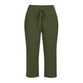 thumbnail image 6 of Cotton Capris for Women Loose Fit Casual Summer Pants Fashion Comfortable Capris Loose Capris Womens Trousers Wide Waistband Wide Leg Pull On Pants Stretchy Work Pants Elastic Waist Blackish Green L, 6 of 9