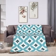 thumbnail image 6 of DouZhe Ultra-Soft Micro Fleece Lightweight Flannel Bed Blanket, Blue Traditional Ornaments Print Cozy Warm Throw Blankets, 50"x40", 6 of 7