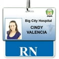 thumbnail image 2 of Horizontal RN Badge Buddies for Nurses with Blue Border - Heavy Duty Spill Proof & Tear Resistant - Double Sided - Printed in USA - by Specialist ID, Sold Individually, 2 of 2
