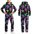 thumbnail image 4 of Jumpsuits for Men Funny Print Zip Up Hooded Long Sleeve Long Pants Comfortable Loungewear Adult Onesie Purple L, 4 of 7