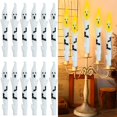 thumbnail image 2 of BNNG 2/6/12 Pieces Halloween Large Ghost Candles White Spooky Ghost Scented Halloween Candles Horror Gifts Candle Tea Lights Goth Room Decor for Dining Table Party Bedroom, 2 of 7