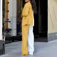 thumbnail image 3 of Scyoekwg Womens Blazer and Pants Outfit Business Office Work 2 Piece Sets Long Sleeve Coat Wide Leg Pants 2 Fashion Matching Outfits Casual Two Piece Set Lounge Set (Yellow,M), 3 of 6