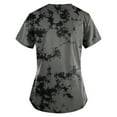 thumbnail image 3 of YDKZYMD Plus Size Scrub Tops Sets for Women Size Tie Dye Plus Size Workwear Nurse Uniform Scrubs Graphic Short Sleeve Jogger Scrub Tops Petite V Neck with Pockets Scrub Shirt Dark Gray 3XL, 3 of 3