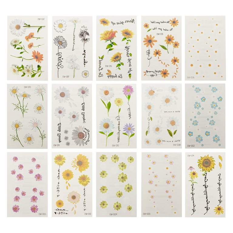 OUNONA 15 Sheets Girls Flower Stickers Waterproof Face Decals Daisy Makeup  Stickers 