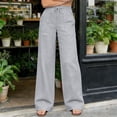 thumbnail image 6 of Lenpel Womens Summer Pants Fashion High Waist Lounge Trousers with Pockets Straight Leg Business Casual Work Slacks, 6 of 7