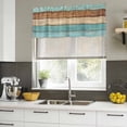 thumbnail image 5 of Farmhouse Aqua Brown Valances for Windows, Decorative Rod Pocket Window Valance Curtains, Vintage Wooden Striped Short Curtain Drapes for Kitchen/Bathroom/Living Room, 2 Panels, 60" W x 18" L, 5 of 8