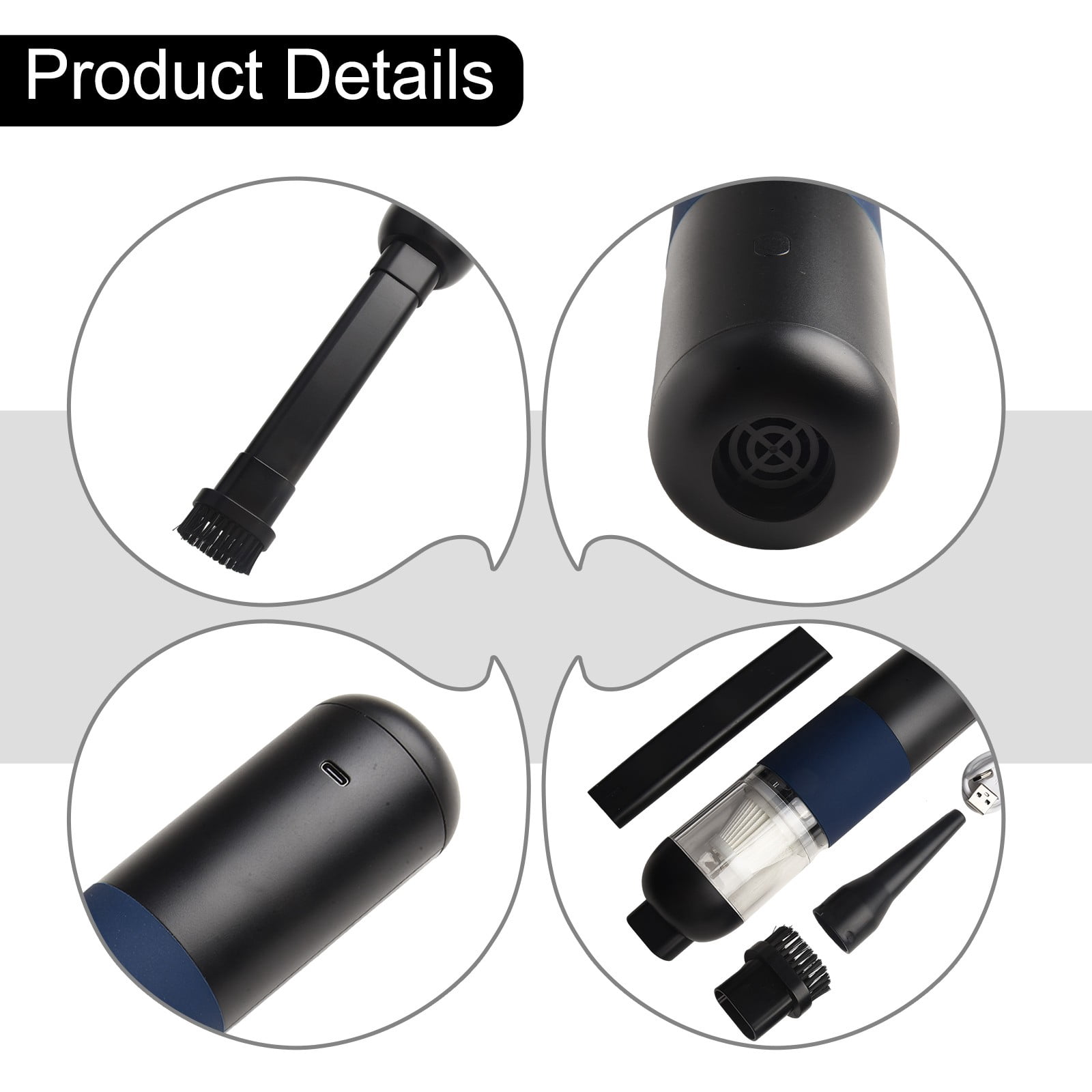 LITTLE HOME USB Rechargeable Handheld Vacuum Cleaner for Coffee Machine, Desktop, Keyboard, Car Interior, 5000Pa Strong Suction, 120W Motor, 20-30 Mins Runtime, Black/White/Red/Orange
