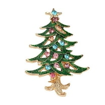 ZOUBAOQ Christmas Rhinestone Christmas Tree Brooches for Women Unisex Enamel Botanical Pin Office Party Friend Gifts Jewelry Accessories