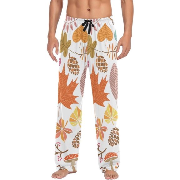 GZHJMY Thanksgiving Maple Leaf Pajama Pants For Men, Men's Separate Bottoms, Lounge Pants with Pockets, Christmas New Year Birthday Gifts, X-Large, Christmas New Year Birthday Gifts, X-Large