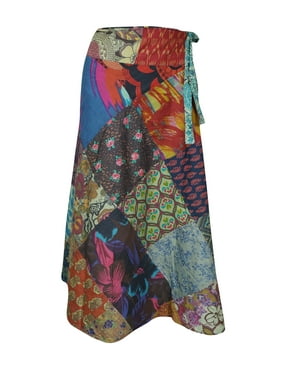 Mogul Women Wrap Around Skirt Long Floral Cotton Patchwork Printed All Season Skirts One size