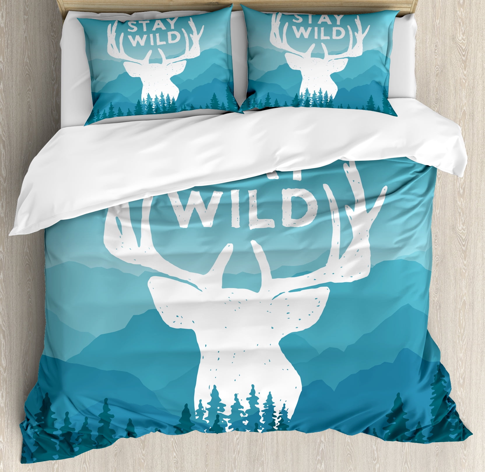 Adventure Wilderness Themed Queen Size Microfiber Duvet Cover Set