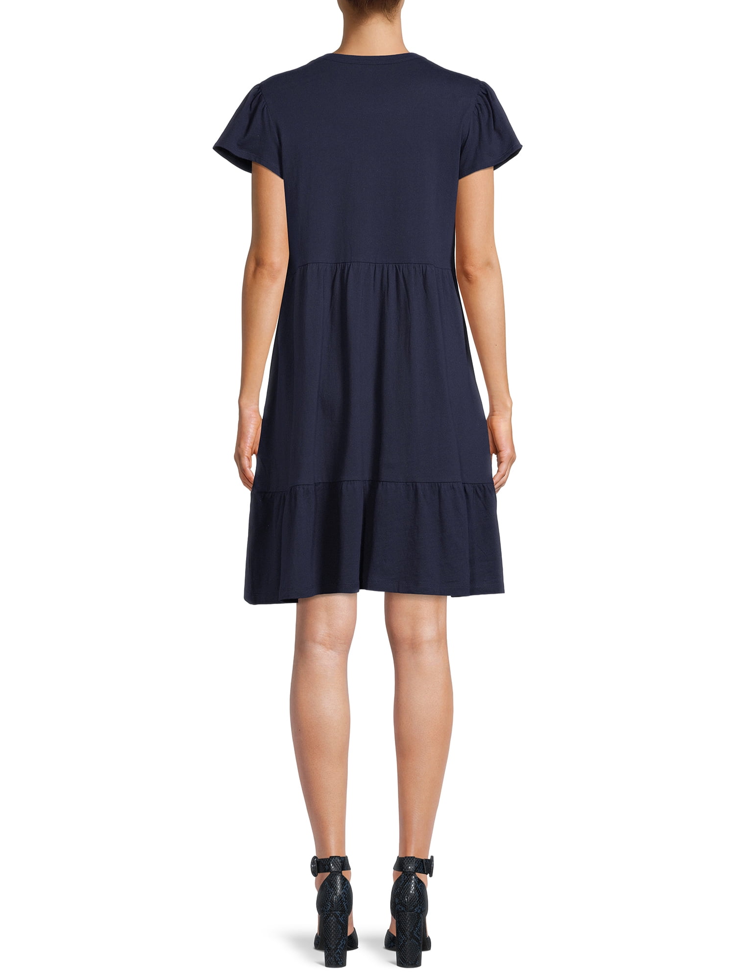 Short Sleeve Tiered Knit Dress 