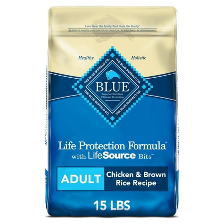 Blue Buffalo Life Protection Formula Chicken and Brown Rice Dry Dog Food for Adult Dogs, Whole Grain, 15 lb. Bag