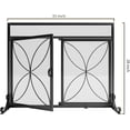 thumbnail image 4 of Fireplace Screen with Magnetic Doors,Handcrafted Wrought Iron Classical Scroll Durable Metal Mesh Decorative Free Standing Fireplace Spark Guard- Black, 4 of 9