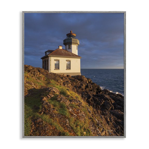 Stupell Industries Rustic Lodge Coastal Lighthouse Photography Gray Framed Giclee Art, 16 x 20, by Alan Majchrowicz